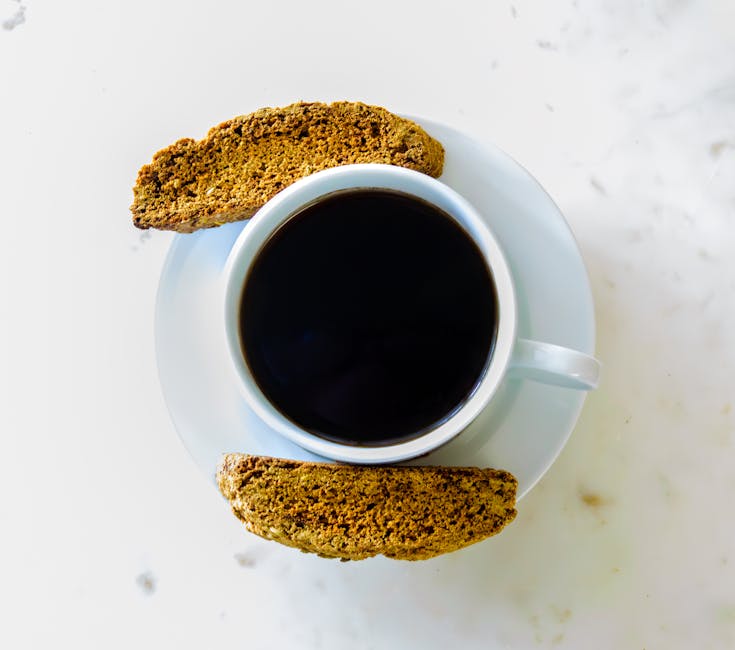 Biscuits secs posés à côté d'une tasse de chocolat
