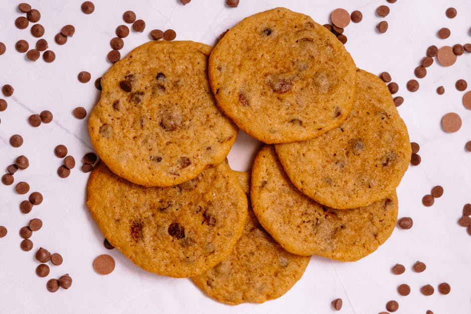 Cookies au chocolat cuits posés sur une grille de refroidissement