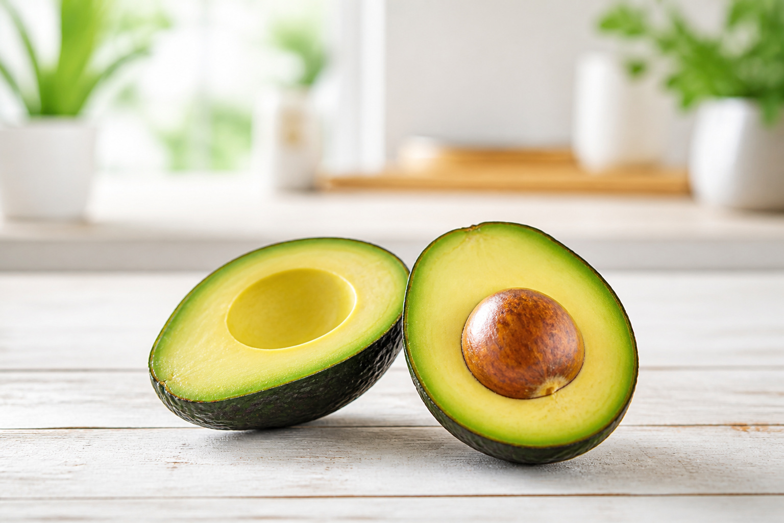 Avocat coupe en deux pret a etre deguste