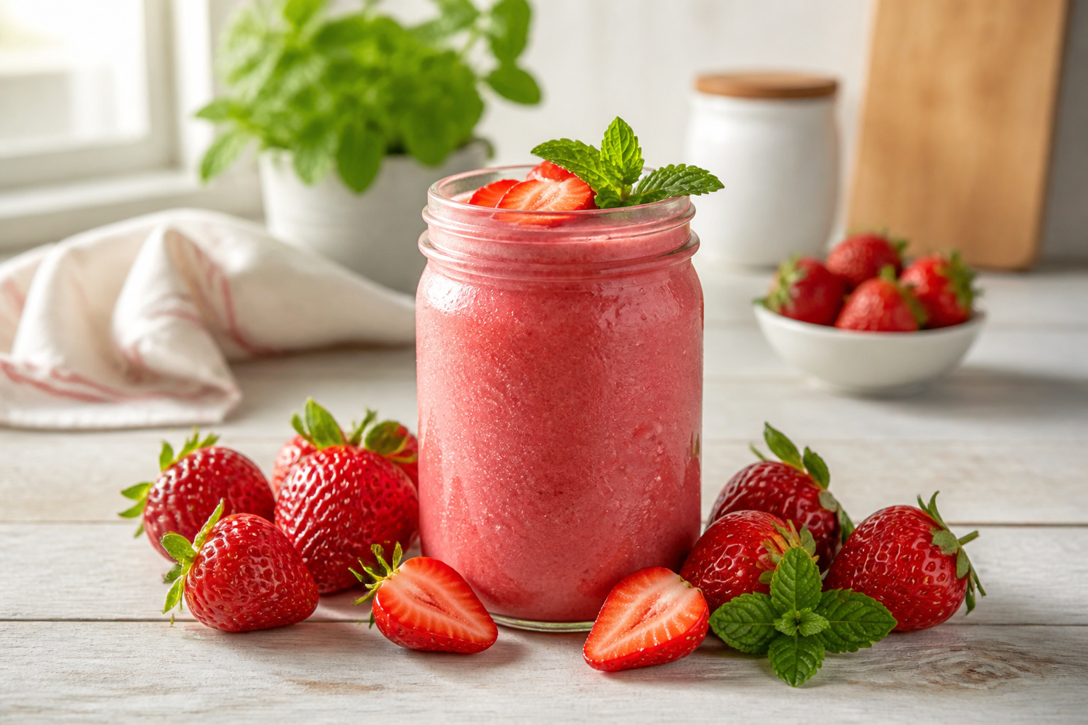 Smoothie fraise cremeux