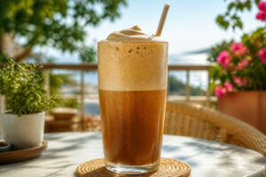 Frappe onctueux et aerien en terrasse