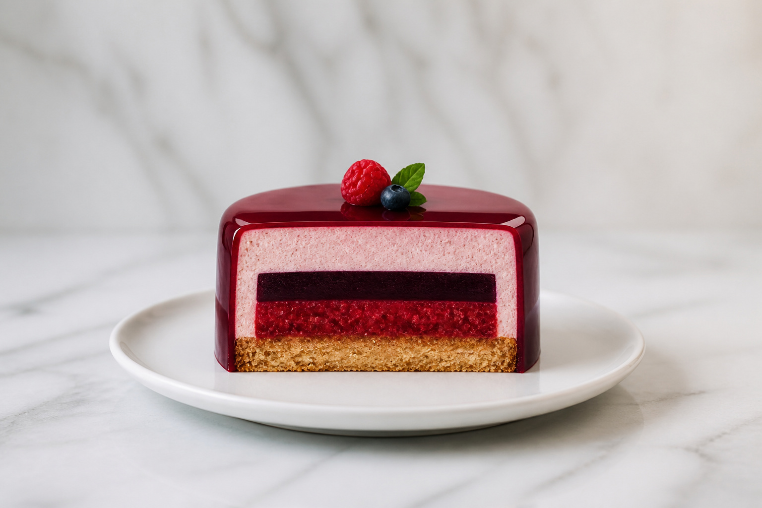 Entremet aux fruits rouges coupe parfaite