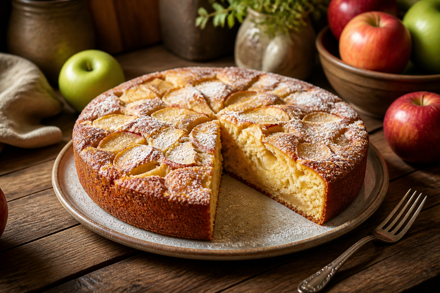 Gateau aux pommes dore et invitant