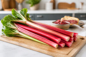 Rhubarbe fraiche et tarte