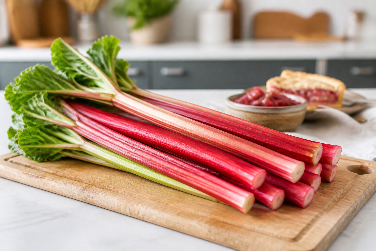 Rhubarbe fraiche et tarte
