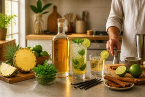 Preparation de cocktails au rhum