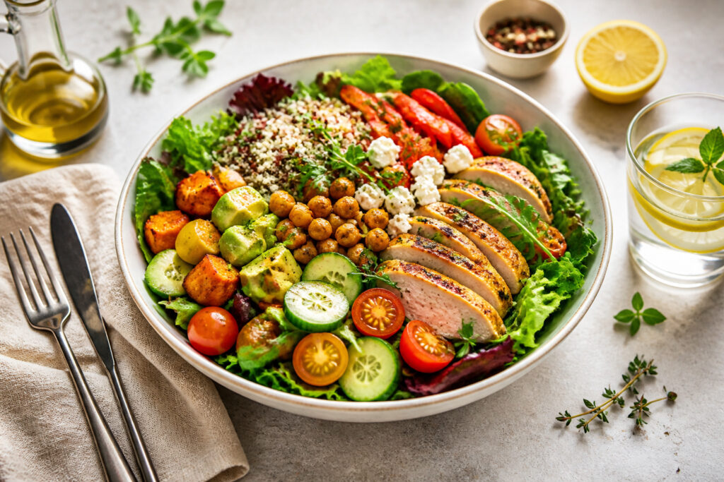 Salade gourmande et equilibree